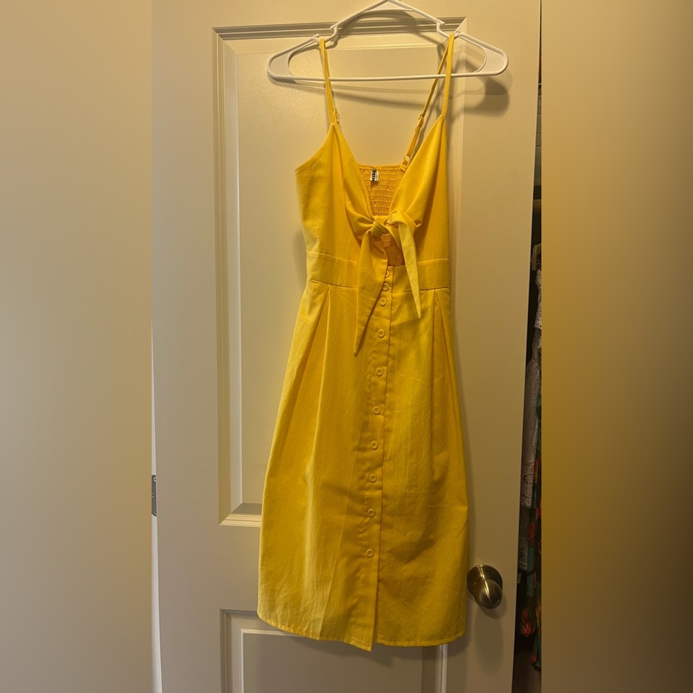 Never Been Worn Yellow Tank Top Dress With Buttons